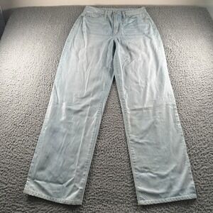 VIAVIA Jeans Womens 26 Straight Leg Light Blue Waxed High Rise Stretch USA